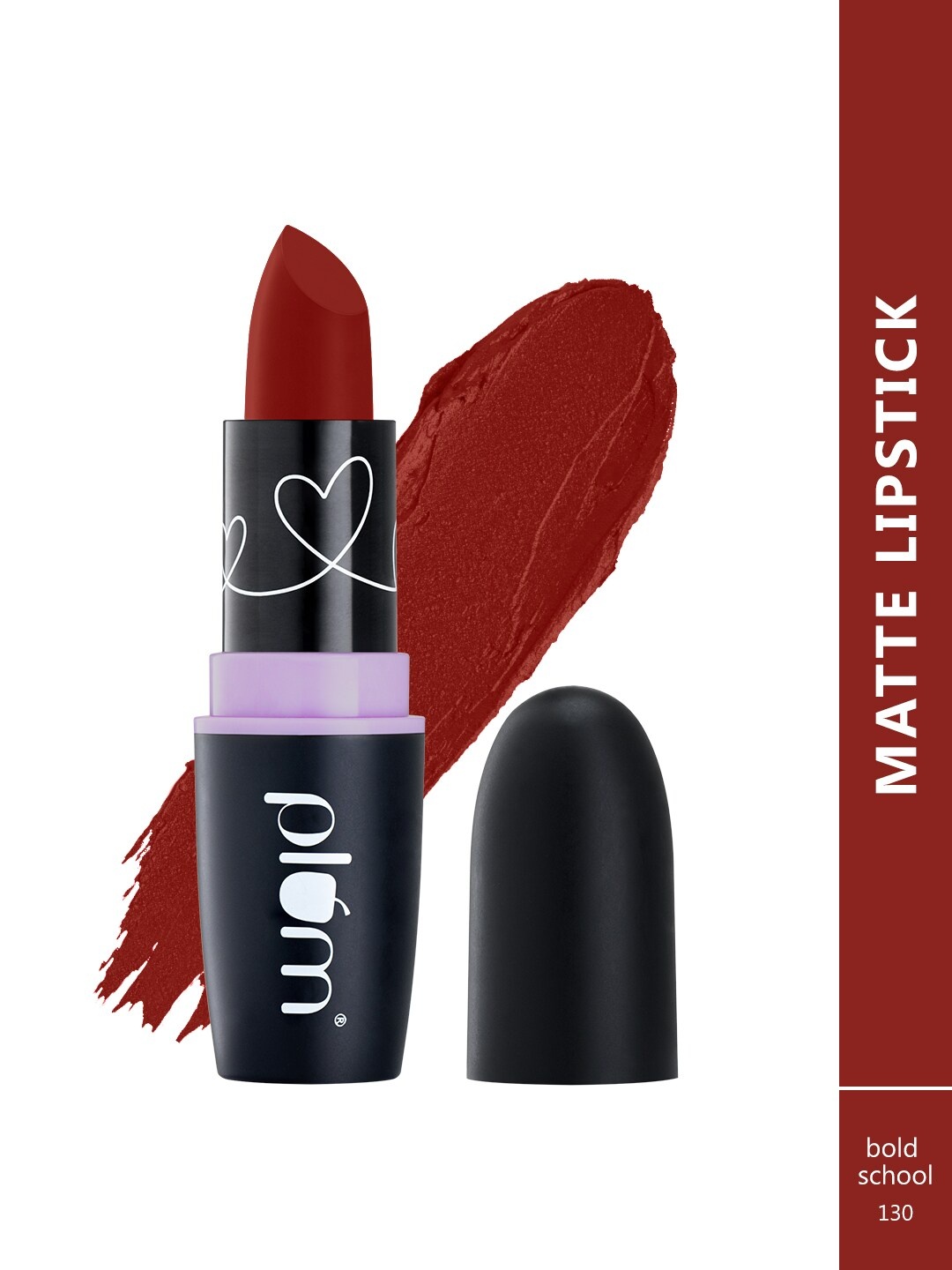 

Plum Matterrific Highly Pigmented Non-Drying Vegan Lipstick with Vit E - Bold School 130, Red