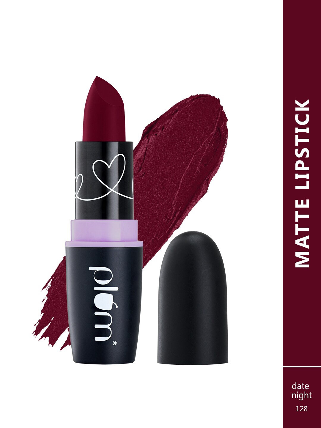 

Plum Matterrific Highly Pigmented Non-Drying Vegan Lipstick with Vitamin E- Date Night 128, Burgundy