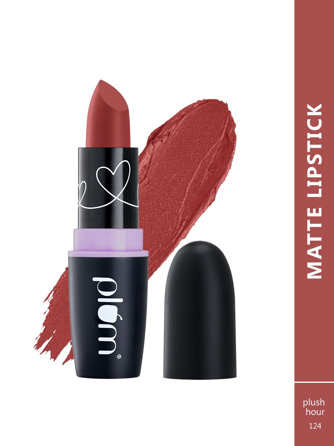 

Plum Matterrific Highly Pigmented Non-Drying Vegan Lipstick with Vitamin E- Plush Hour 124, Maroon