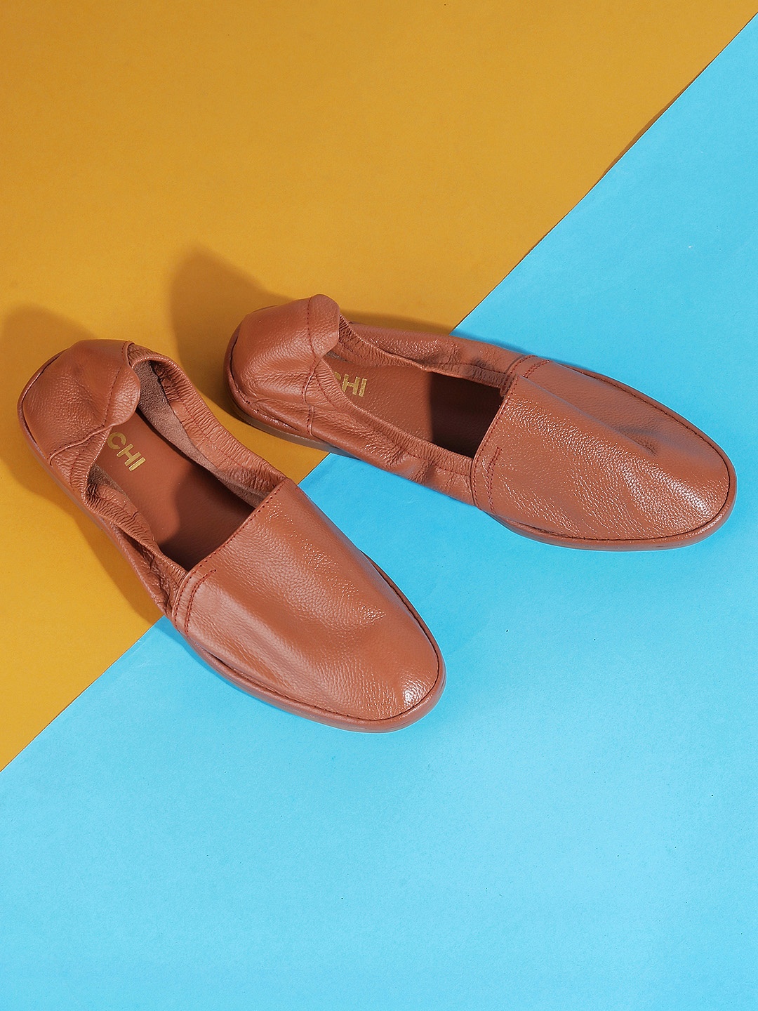 

Mochi Men Tan Slip-On Formal Shoes