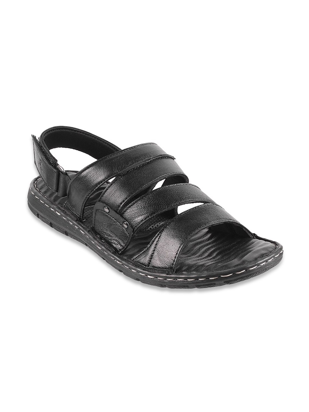 

Mochi Men Black Ethnic Leather Comfort Sandals