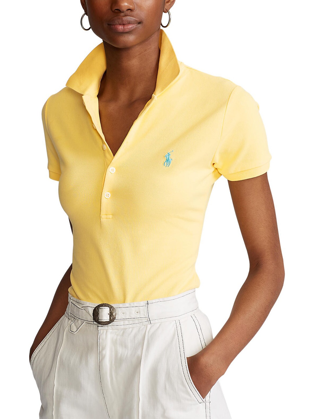 

Polo Ralph Lauren Women Yellow Polo Collar T-shirt