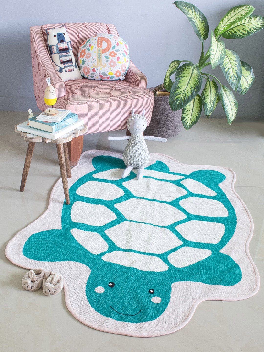

The Wishing Chair Green & White Printed Floor Rug