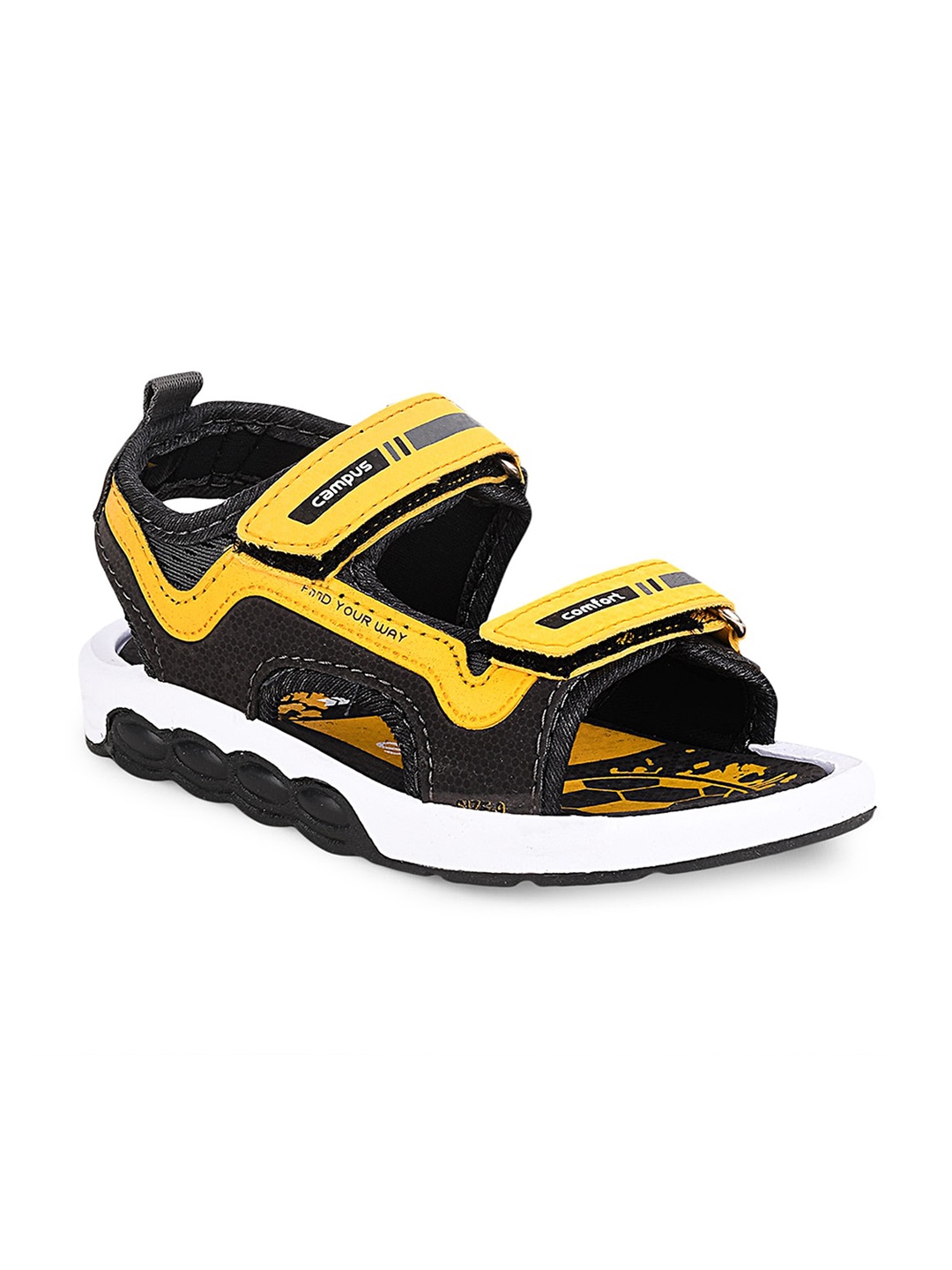 

Campus Kids Grey & Yellow Solid Sports Sandals