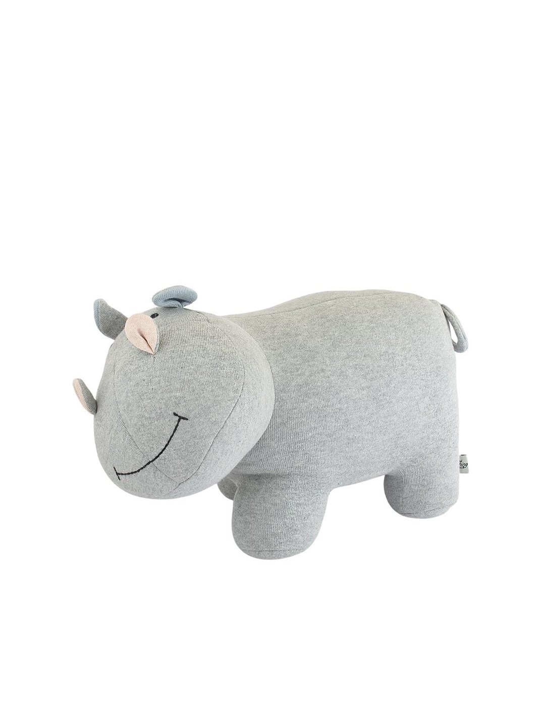

The Wishing Chair Grey Solid Cotton Mr. Hippo Cushion