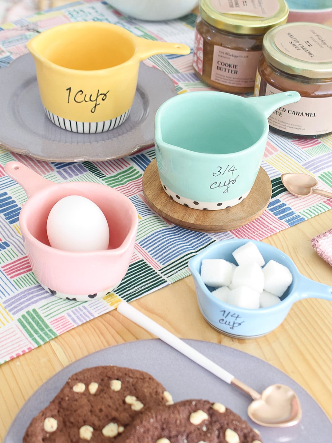 

The Wishing Chair Set Of 4 Solid Summer Stoneware Measuring Cups, Blue