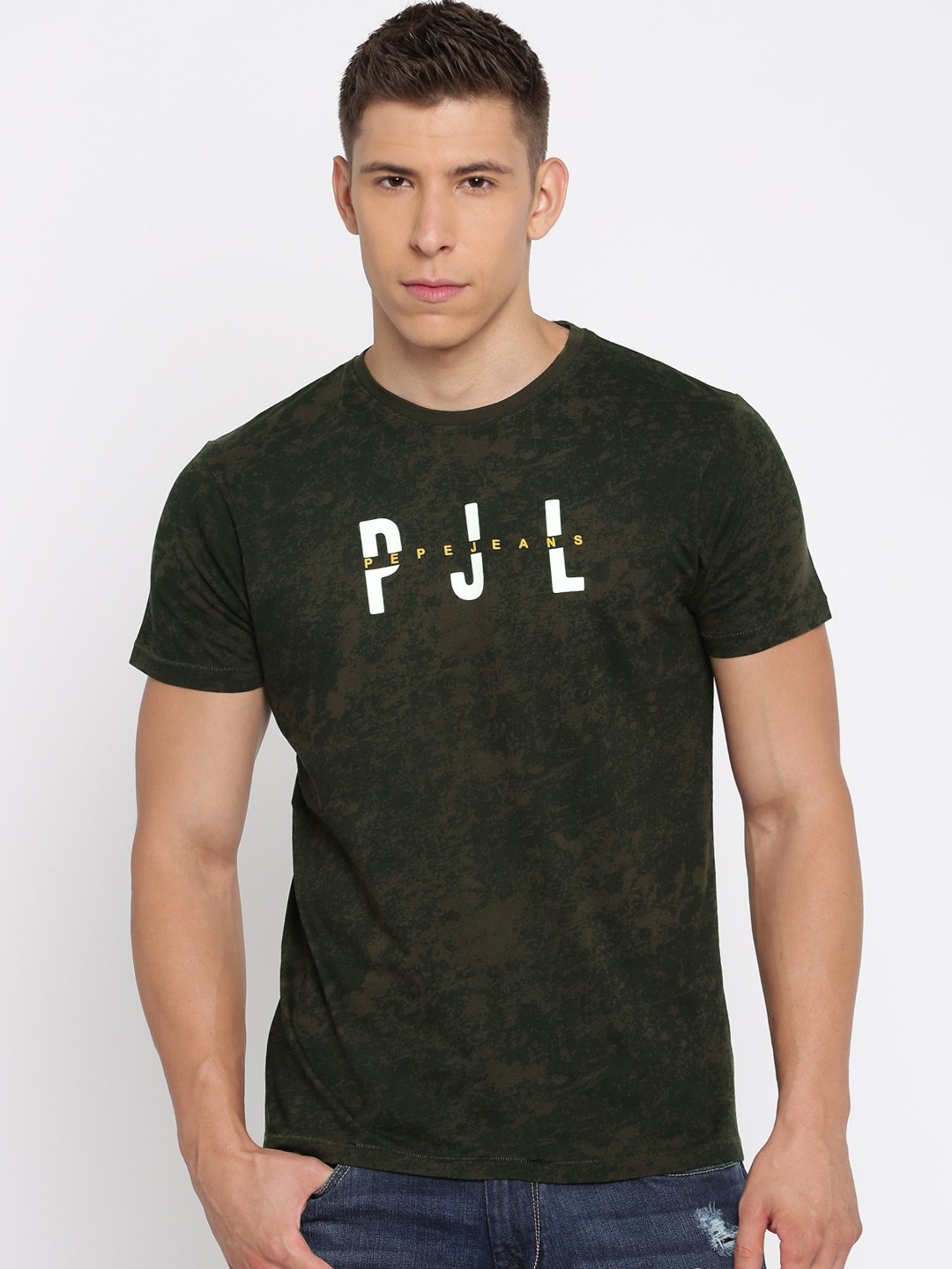 

Pepe Jeans Men Black Printed Round Neck T-shirt