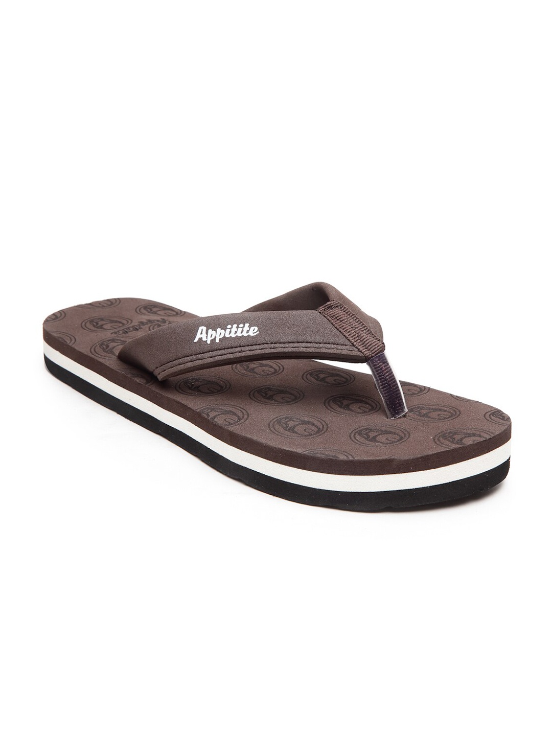 

APPITITE Men White & Coffee Brown Printed Rubber Thong Flip-Flops