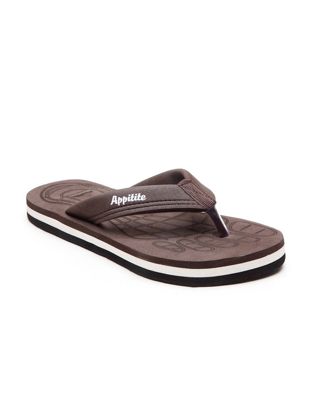 

APPITITE Men White & Brown Rubber Thong Flip-Flops