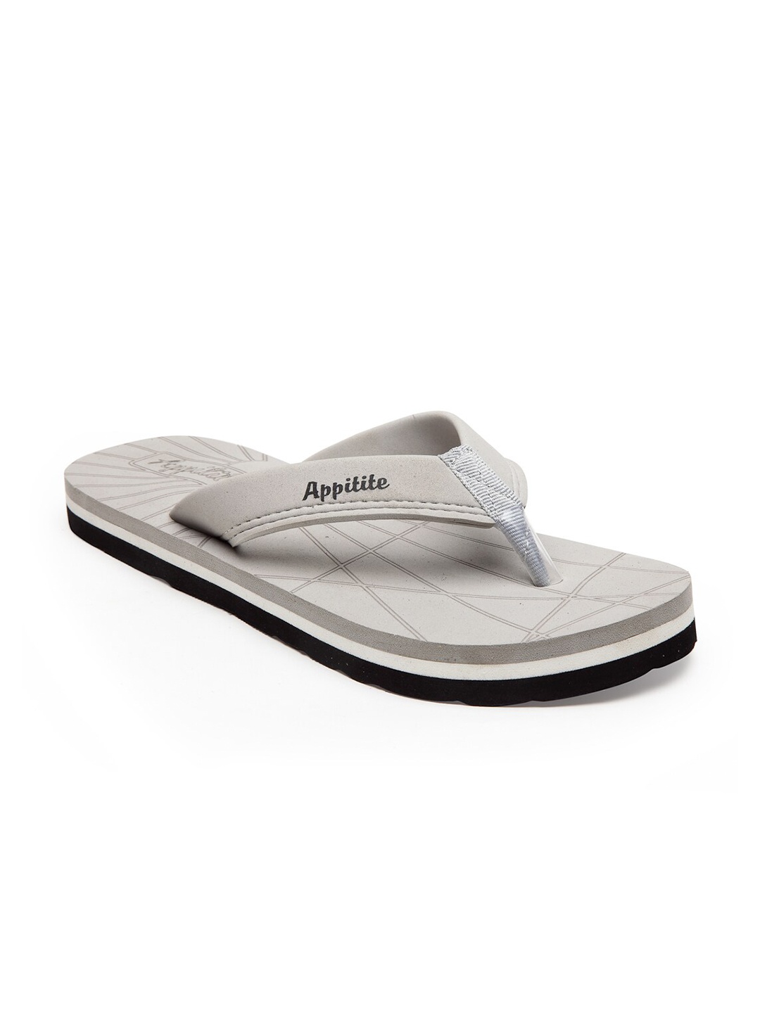 

APPITITE Men White & Grey Printed Rubber Thong Flip-Flops