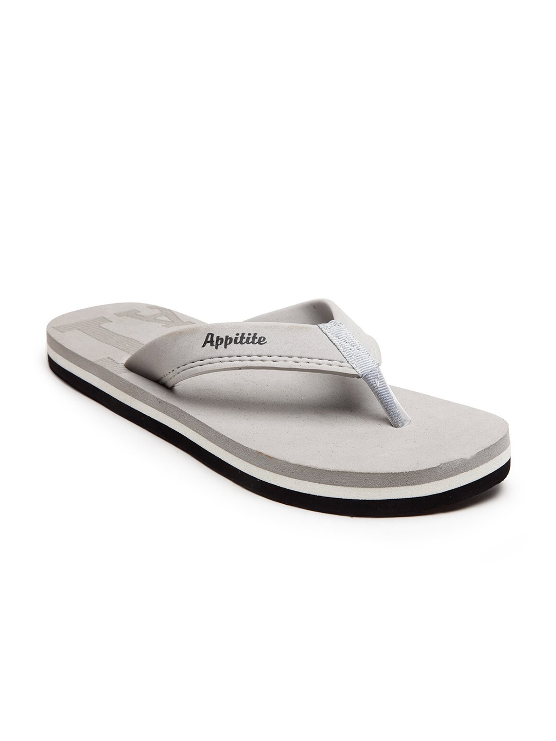 

APPITITE Men White & Grey Rubber Thong Flip-Flops