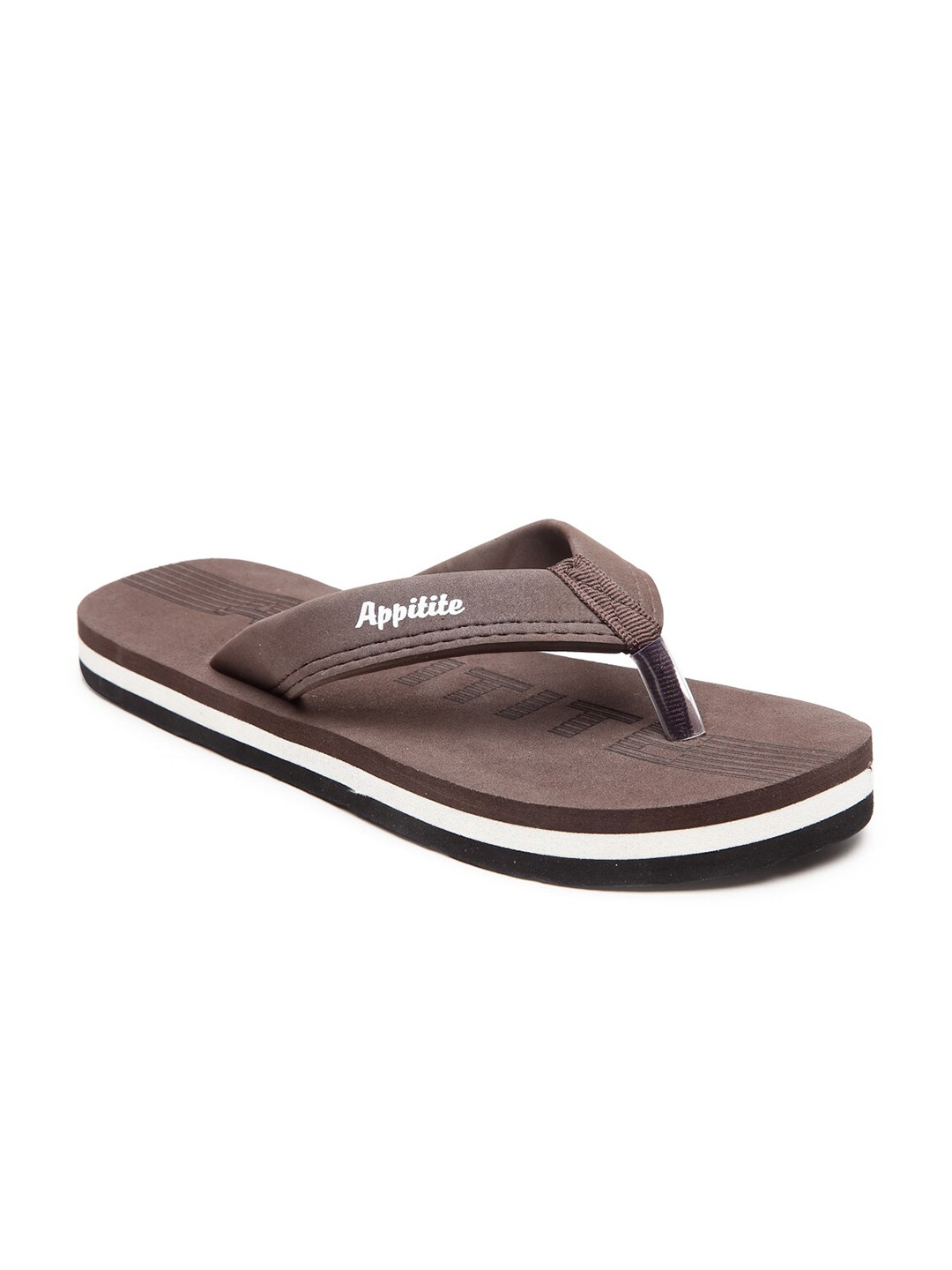 

APPITITE Men White & Brown Printed Rubber Thong Flip-Flops