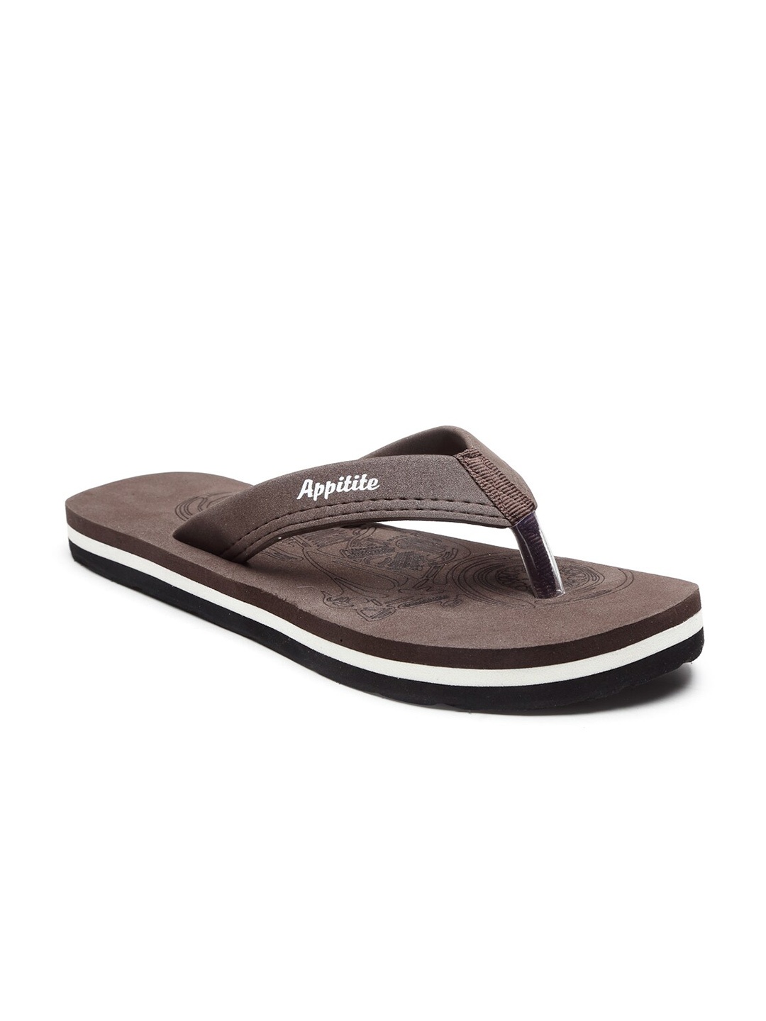 

APPITITE Men Brown & White Printed Rubber Thong Flip-Flops