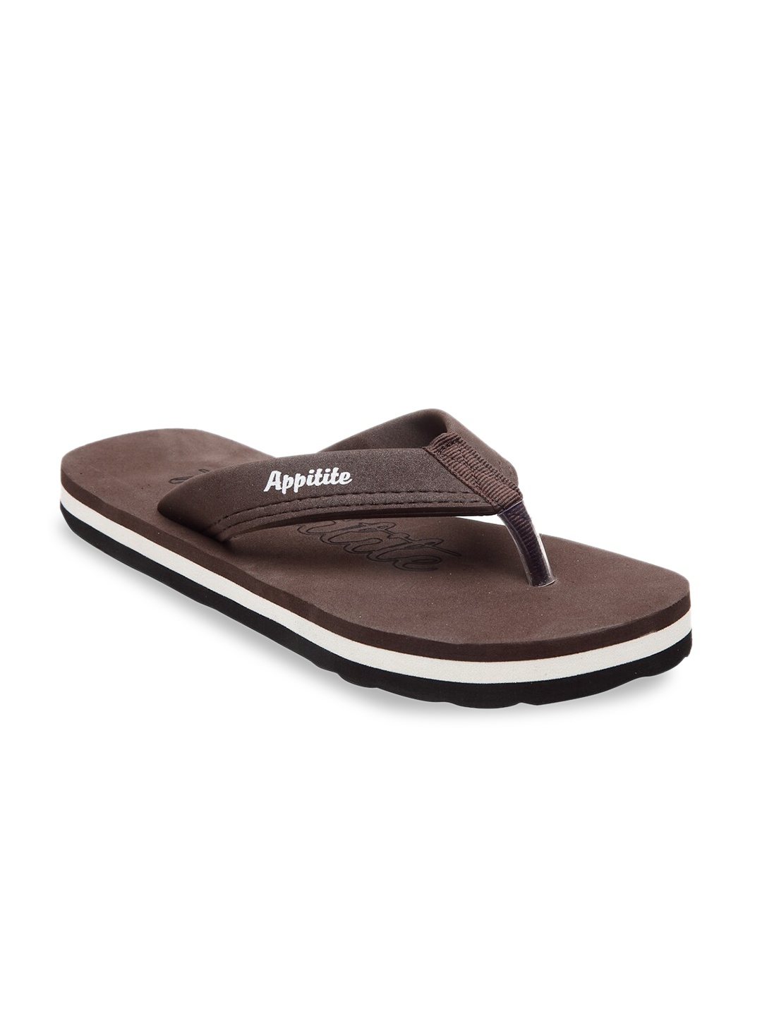 

APPITITE Men Brown & White Rubber Thong Flip-Flops