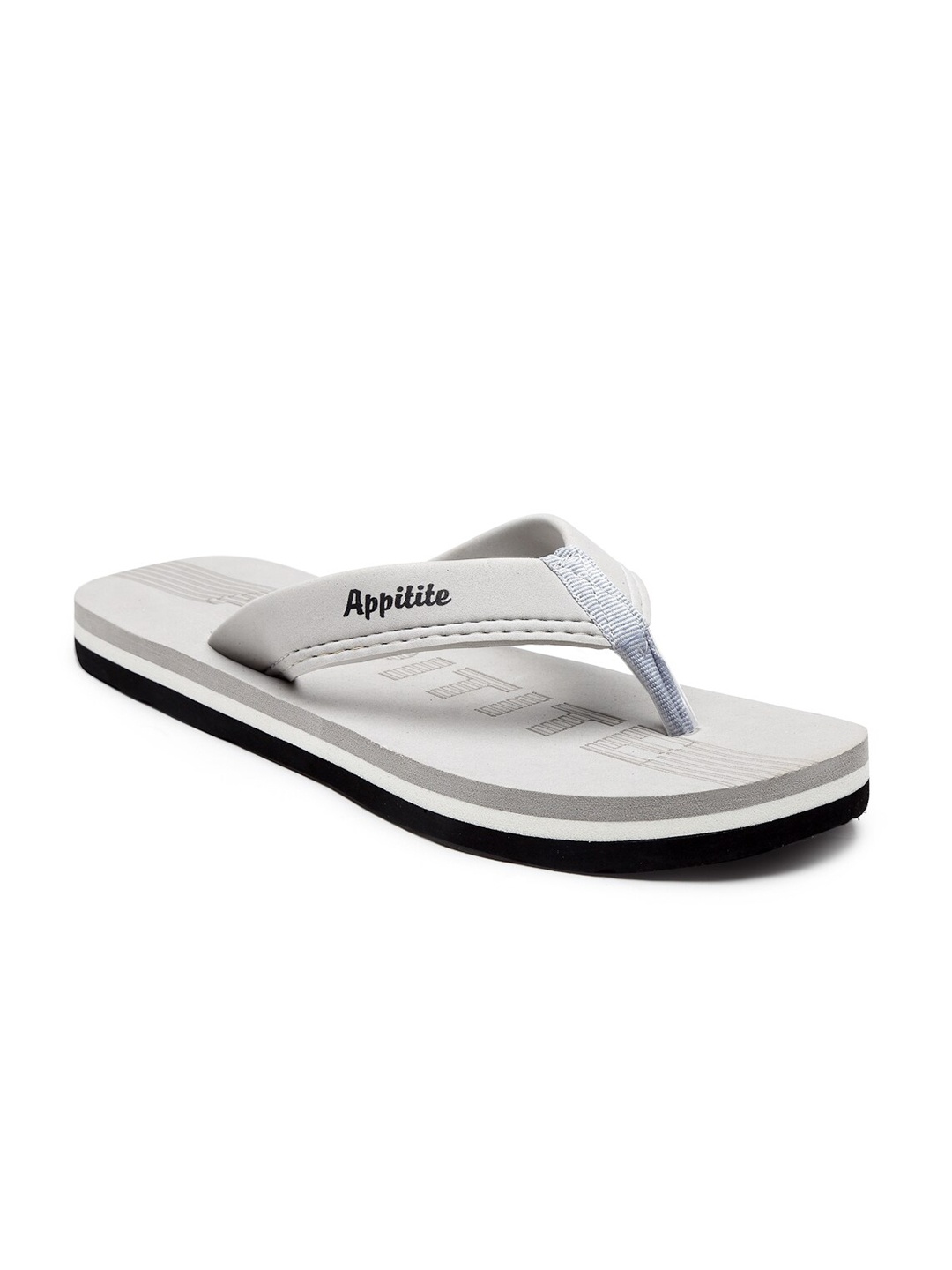 

APPITITE Men Grey & White Printed Rubber Thong Flip-Flops