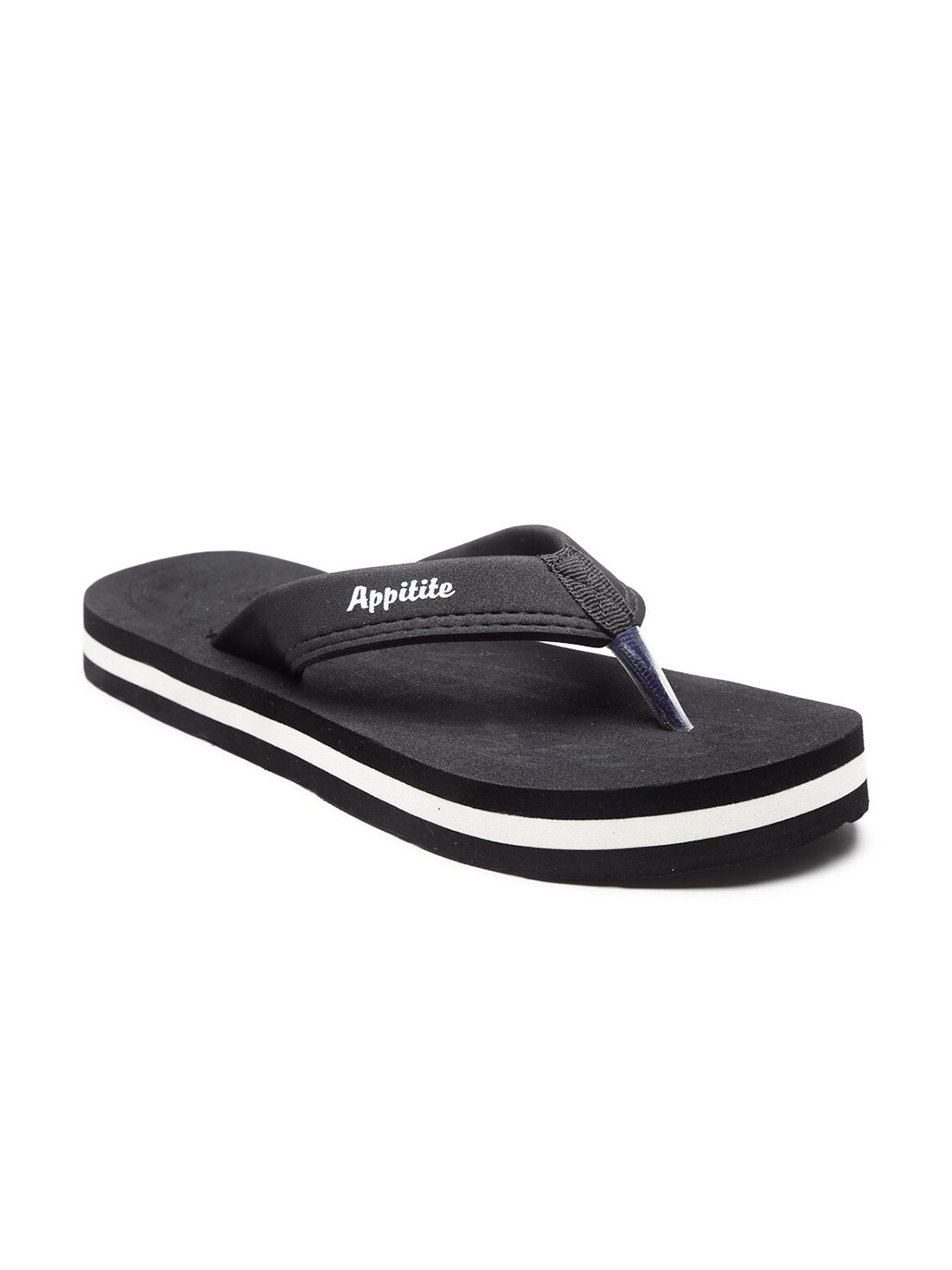 

APPITITE Men Black & White Rubber Thong Flip-Flops