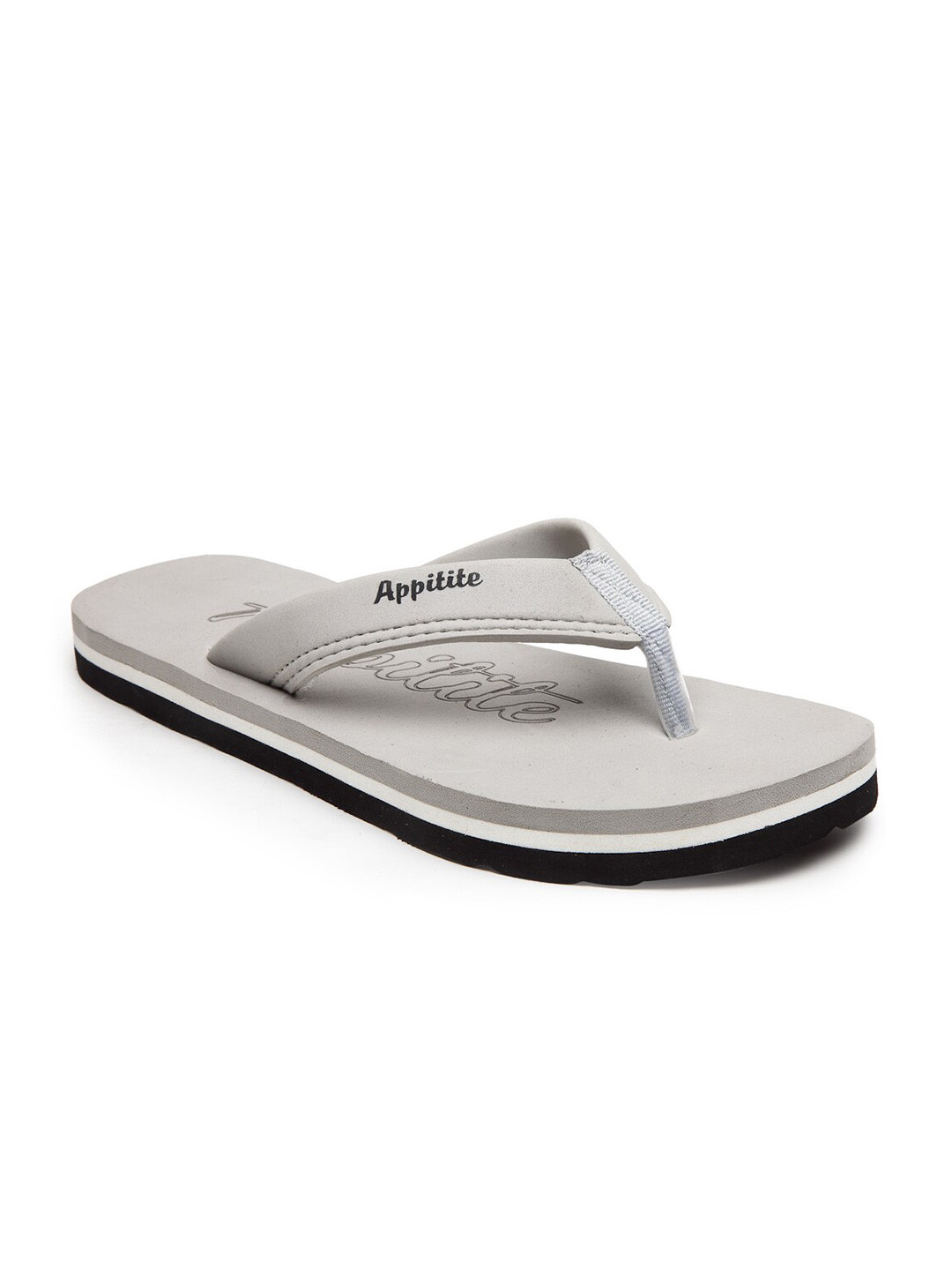 

APPITITE Men Grey & White Rubber Thong Flip-Flops
