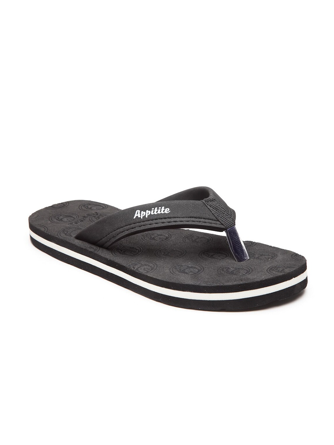 

APPITITE Men Black & White Rubber Thong Flip-Flops