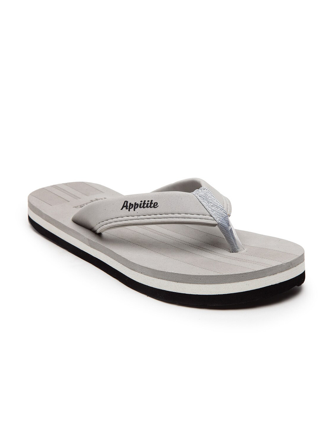 

APPITITE Men Grey & White Rubber Thong Flip-Flops