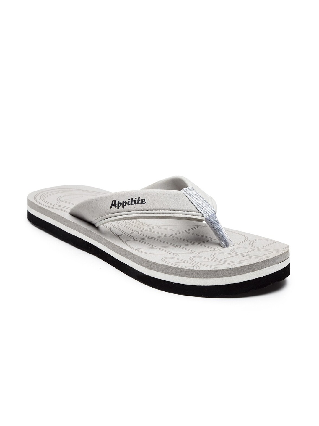 

APPITITE Men Grey & White Rubber Thong Flip-Flops