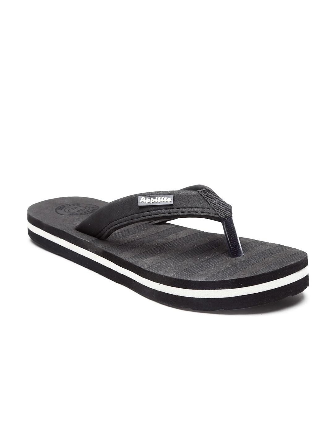 

APPITITE Men Black & White Rubber Thong Flip-Flops