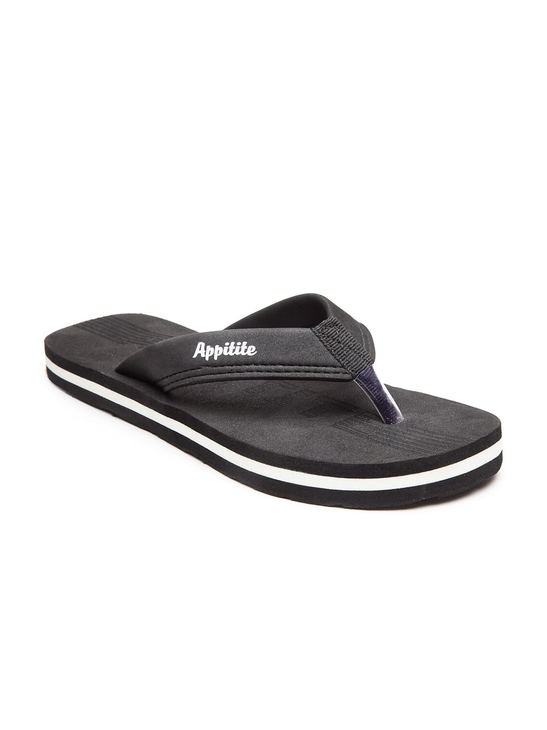 

APPITITE Men Black & White Rubber Thong Flip-Flops