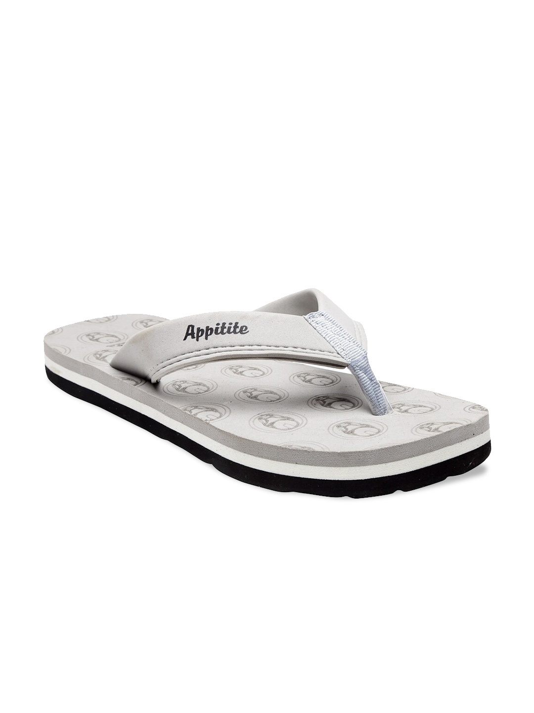 

APPITITE Men Grey & White Rubber Thong Flip-Flops