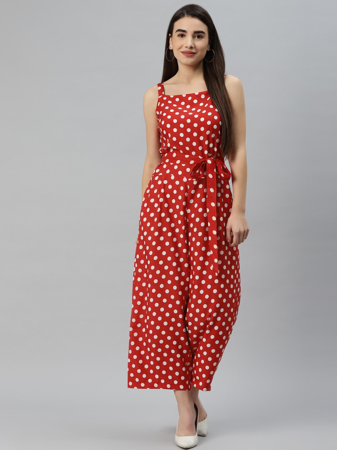 

SIRIKIT Red & White Printed Basic Jumpsuit