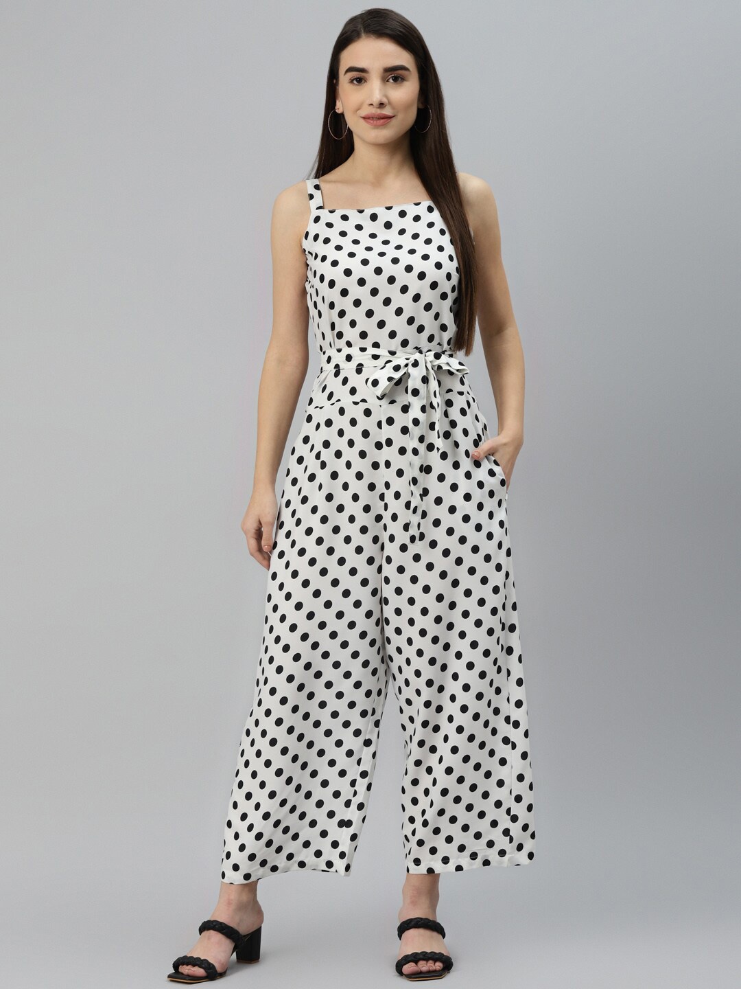 

SIRIKIT White & Black Printed Basic Jumpsuit