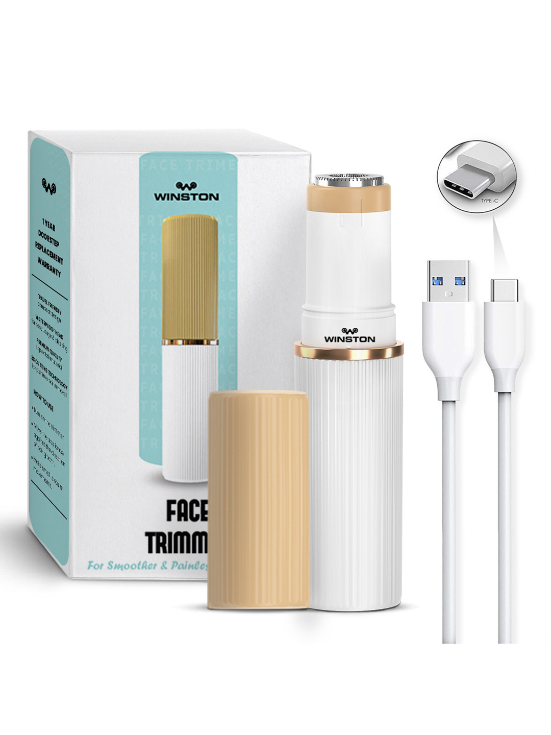 

WINSTON Quick, Gentle, Painless & Safe Rechargeable Face Trimmer for Women Facial hair, Purple