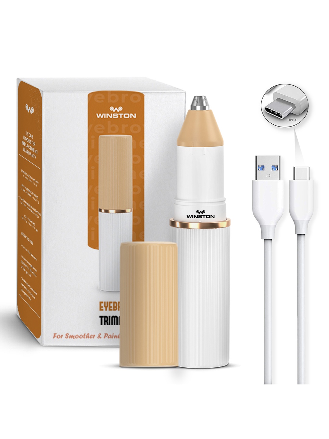 

WINSTON Women Rechargeable Eyebrow Trimmer with 3D Cutting Technology, White