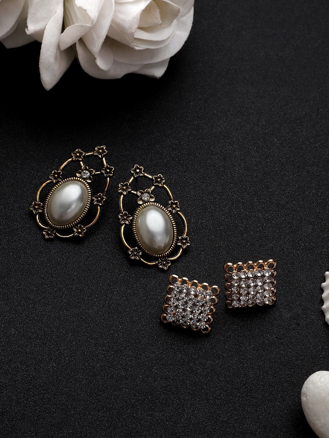 

Mali Fionna Gold-Toned Contemporary Studs Earrings