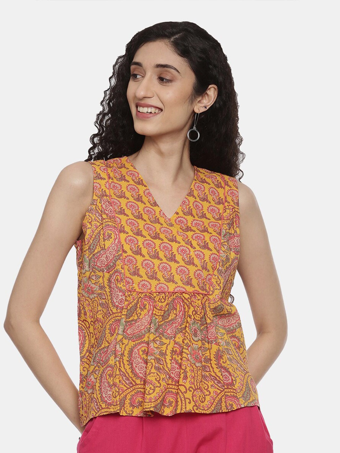 

R&B Yellow & Pink Printed Tunic