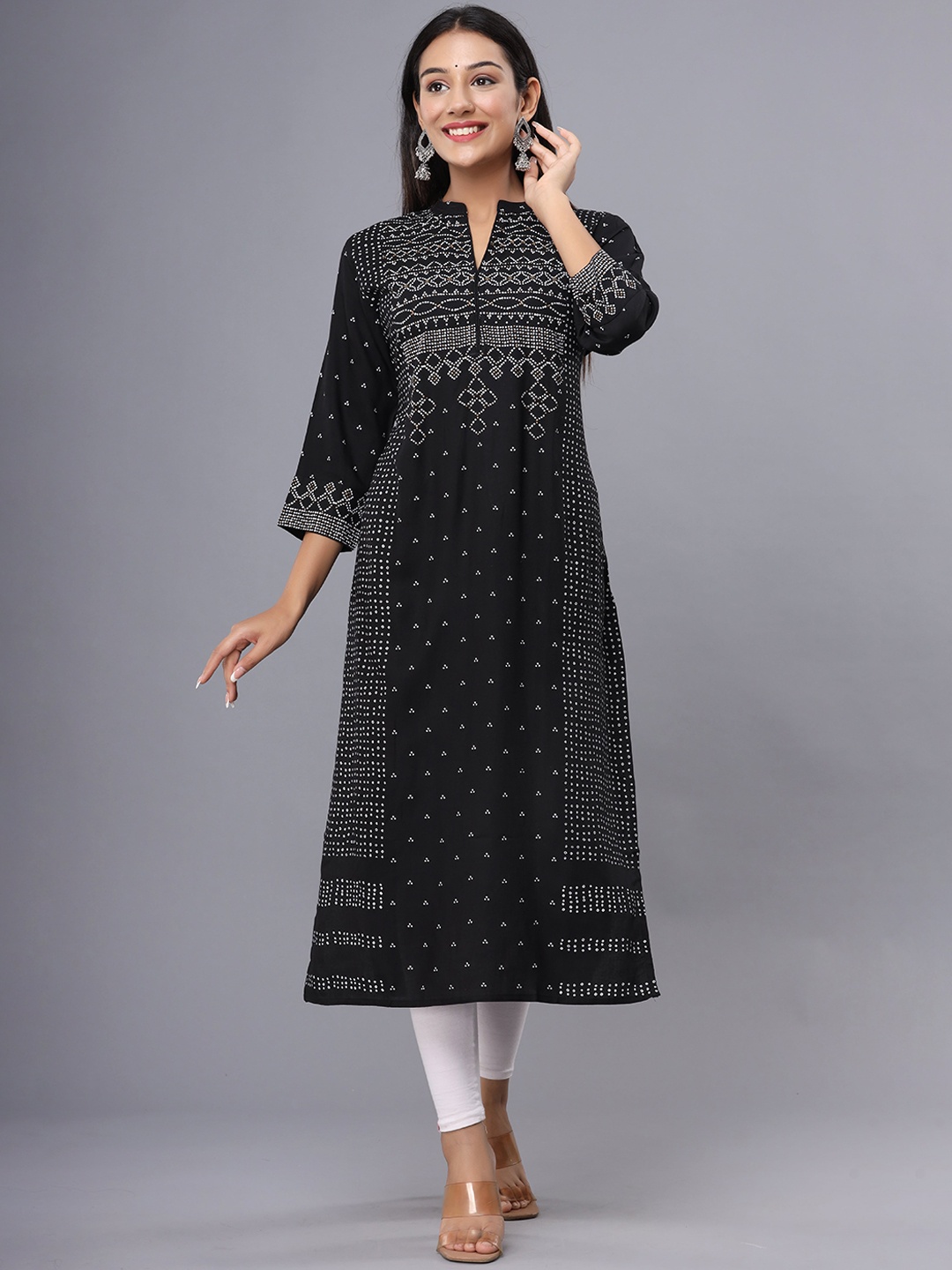 

ADAA JAIPUR Women Black Ethnic Motifs Printed Thread Work Kurta