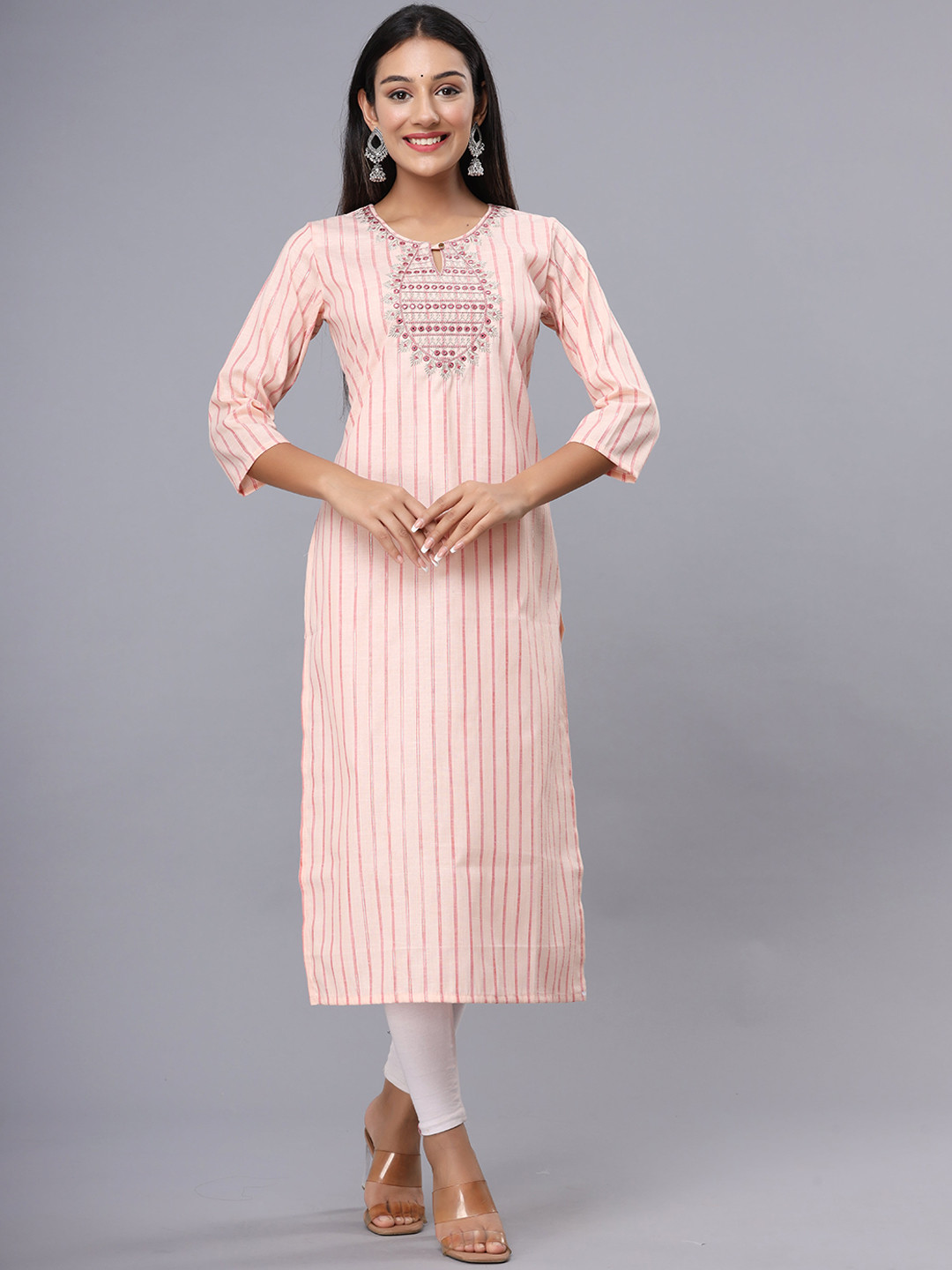 

ADAA JAIPUR Women Pink Thread Work Kurta