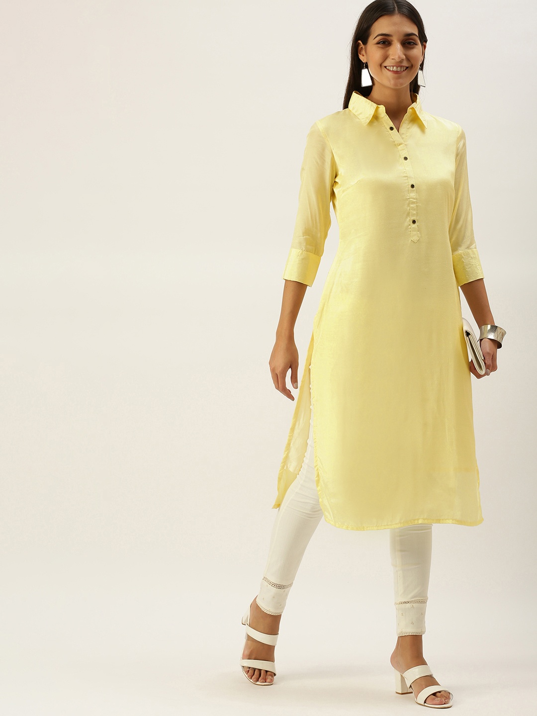 

Vedic Women Yellow Straight Kurta