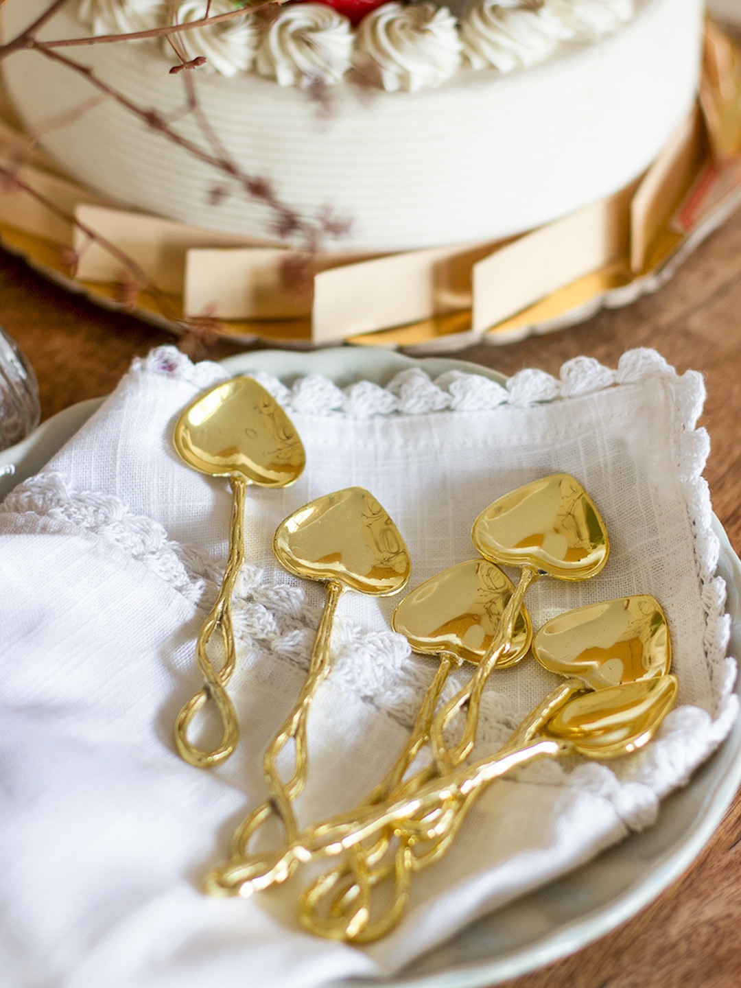 

The Wishing Chair Set Of 6 Gold-Toned Solid Dessert Spoons
