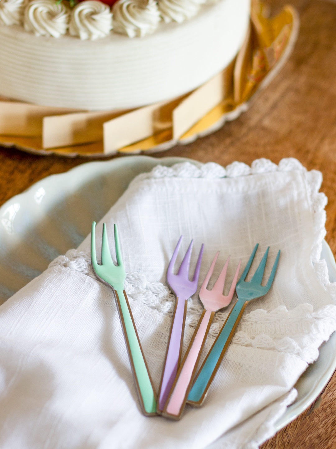 

The Wishing Chair Set of 4 Solid Dessert Forks, Blue