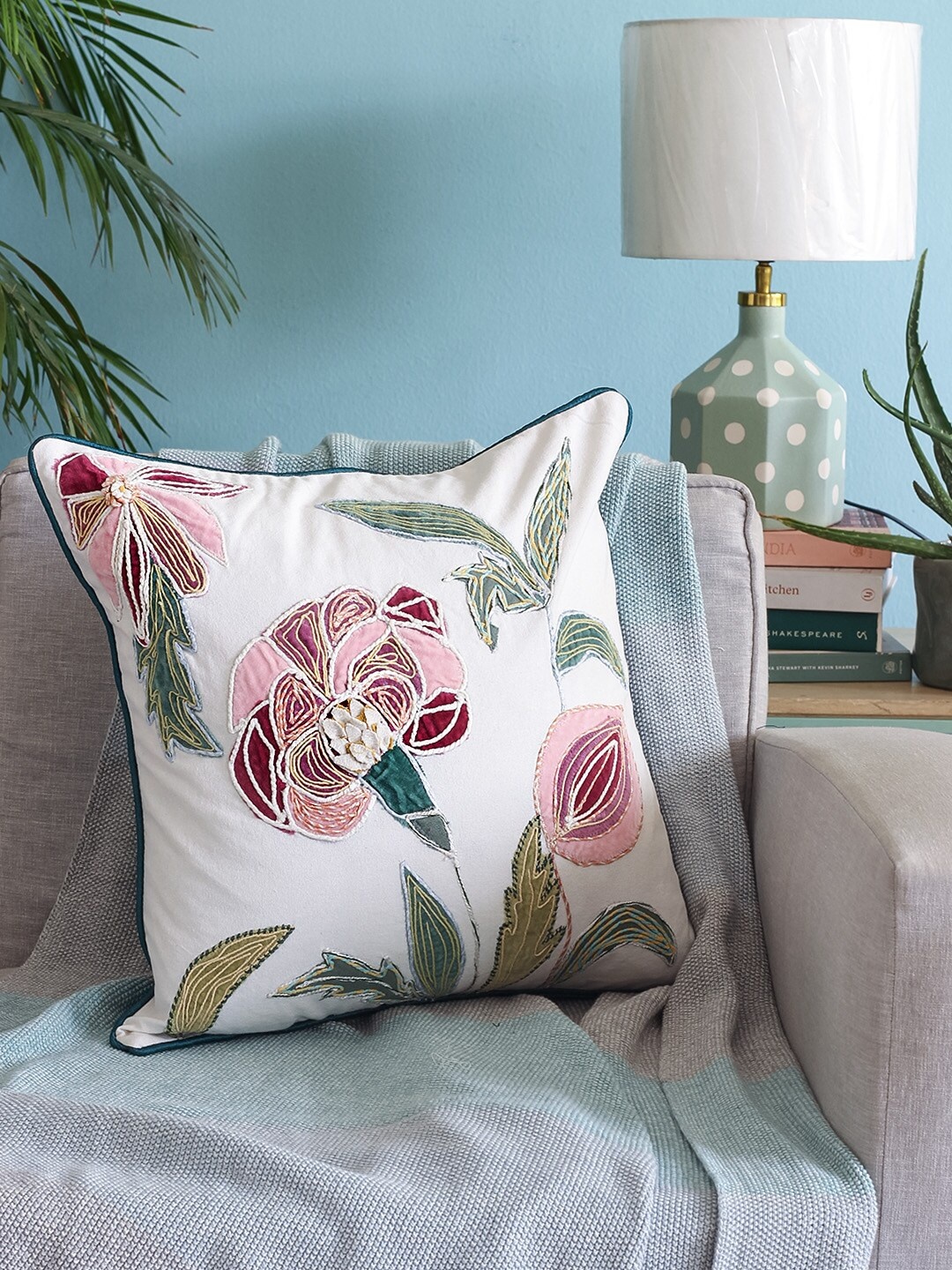 

The Wishing Chair Cream-Coloured & Green Square Cushion Covers