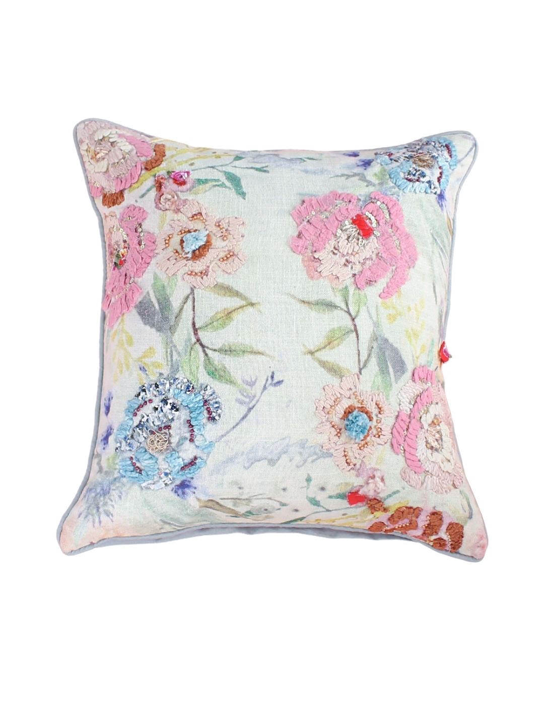 

The Wishing Chair White & Green Square Cushion Covers