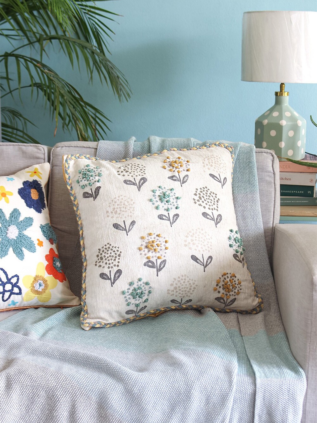 

The Wishing Chair White & Grey Square Cushion Covers