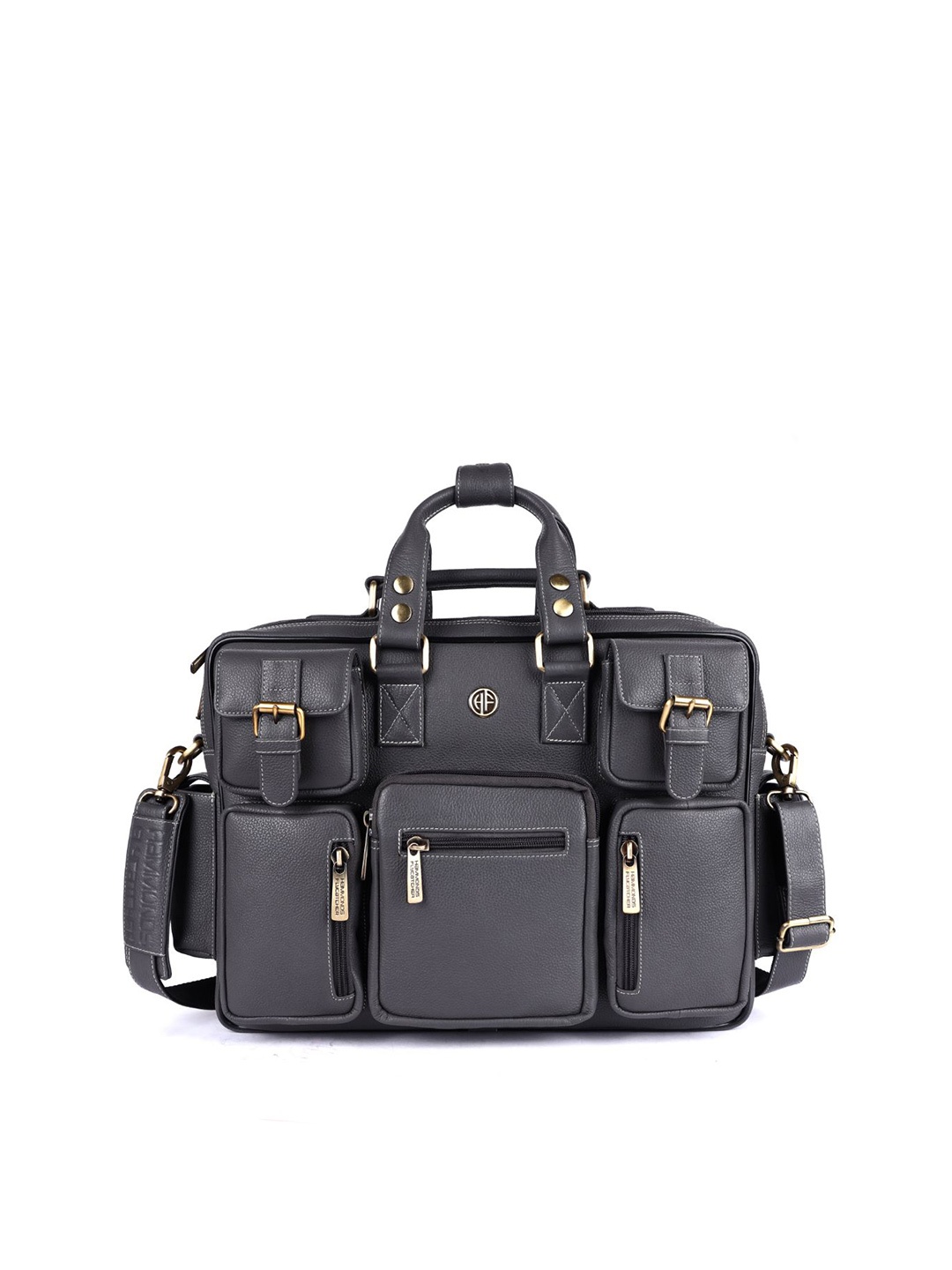 

HAMMONDS FLYCATCHER Men Grey Leather Laptop Bag