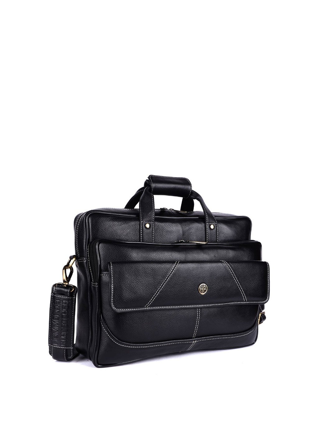 

HAMMONDS FLYCATCHER Men Black Leather Laptop Bag