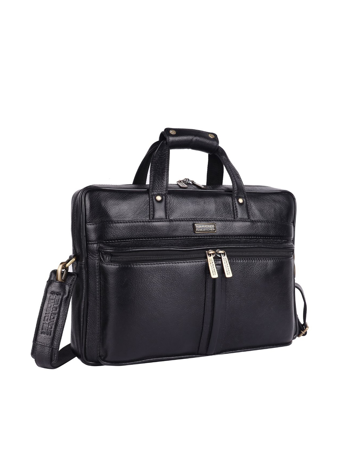 

HAMMONDS FLYCATCHER Men Black Leather Laptop Bag