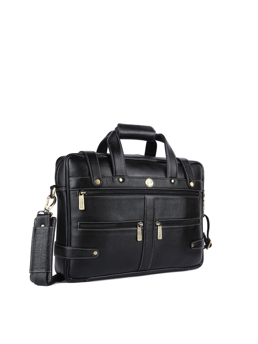 

HAMMONDS FLYCATCHER Men Black Leather Laptop Bag