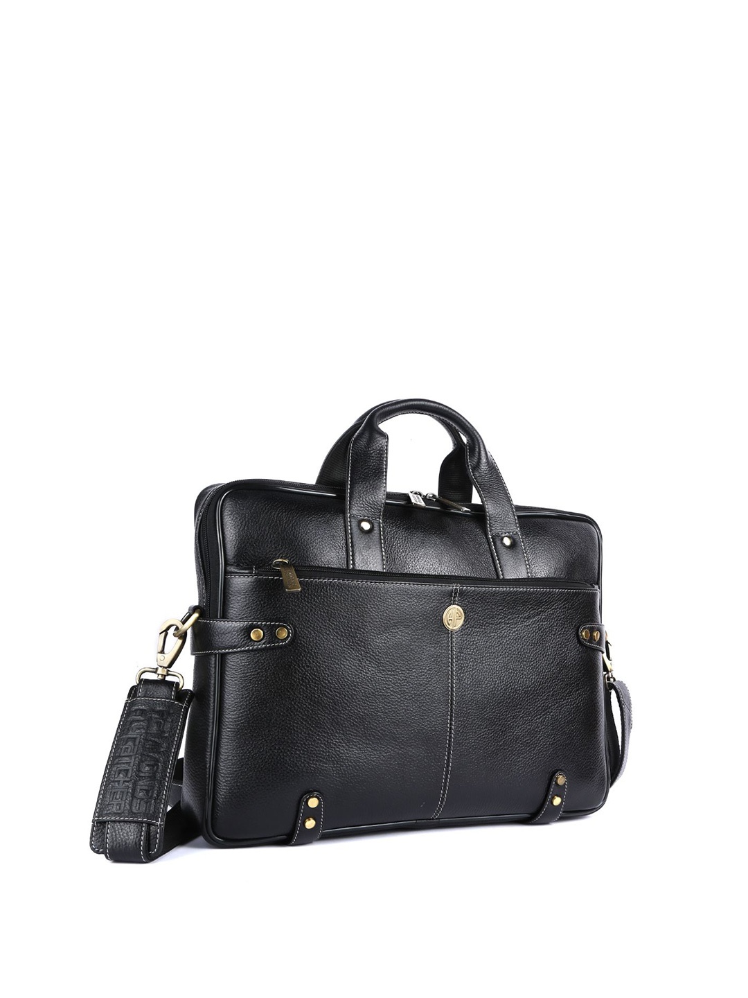 

HAMMONDS FLYCATCHER Men Black Leather Laptop Bag