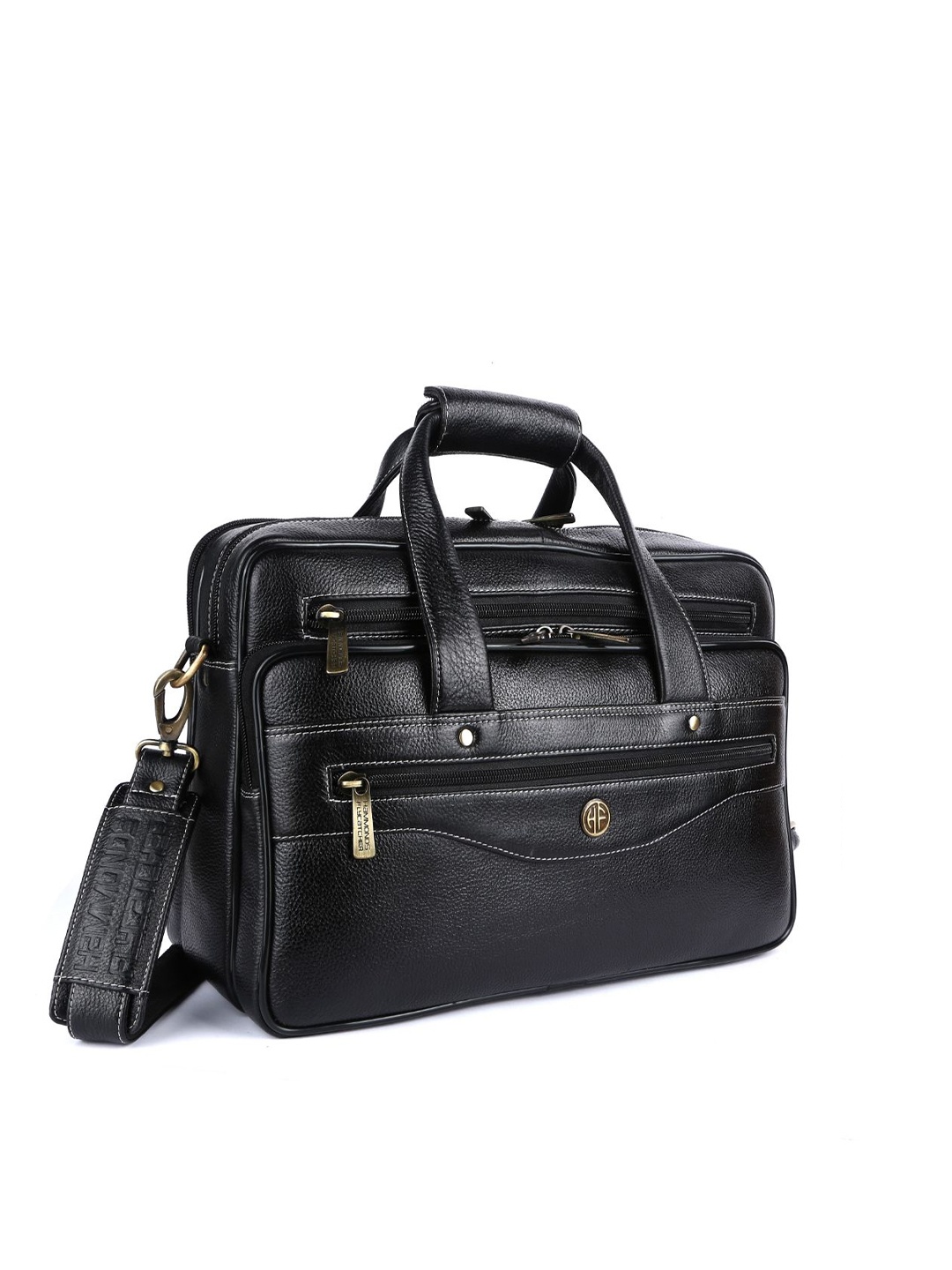 

HAMMONDS FLYCATCHER Men Black Leather Laptop Bag