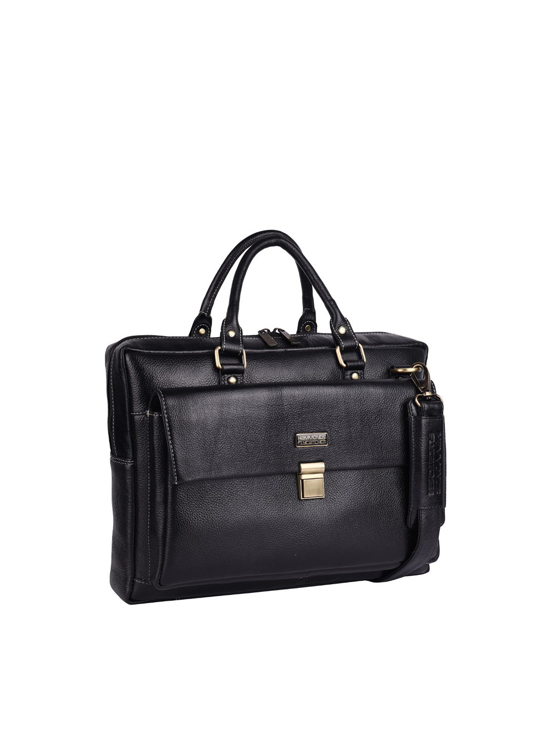 

HAMMONDS FLYCATCHER Men Black Leather Laptop Bag
