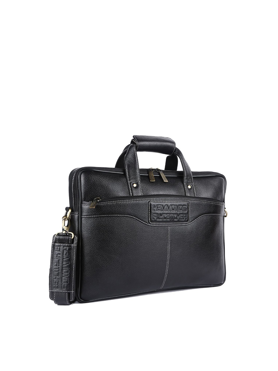 

HAMMONDS FLYCATCHER Men Black Leather Laptop Bag