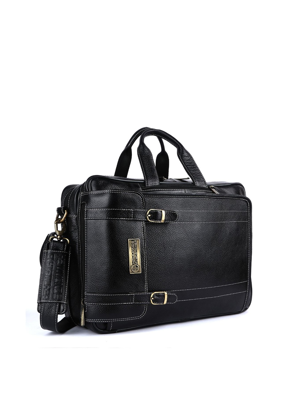 

HAMMONDS FLYCATCHER Men Black Leather Laptop Bag